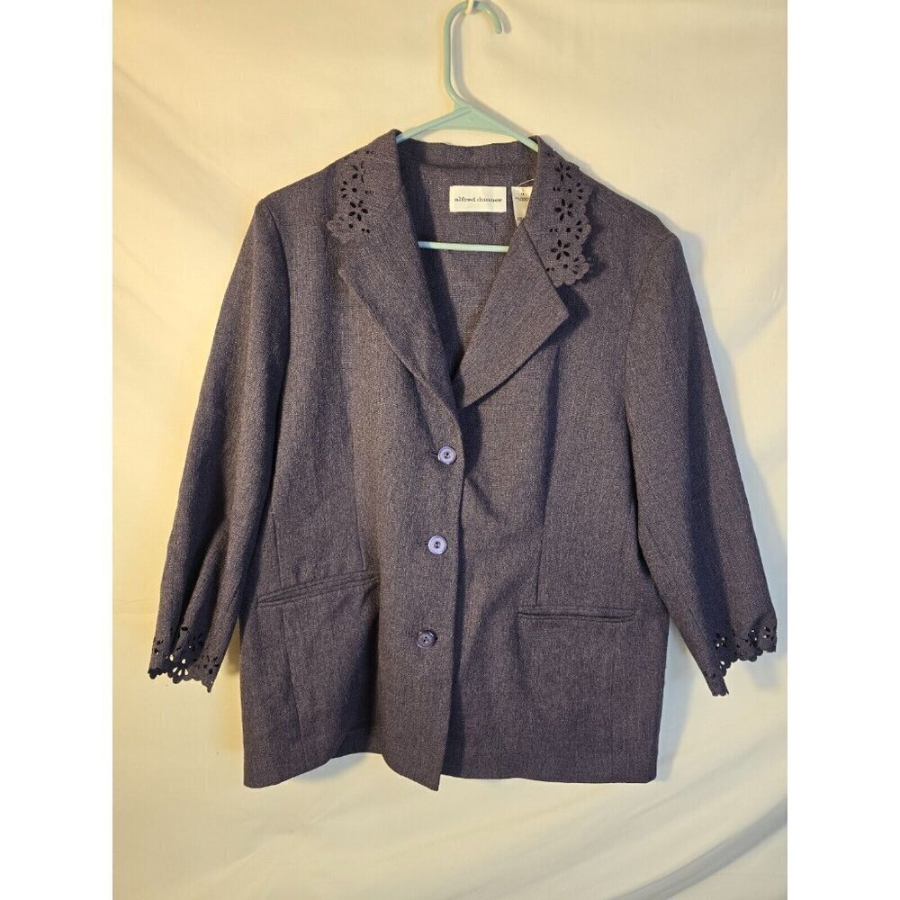 Alfred Dunner Purple Blazer Suit Jacket Grannycore Women’s 14 Large Office Boho